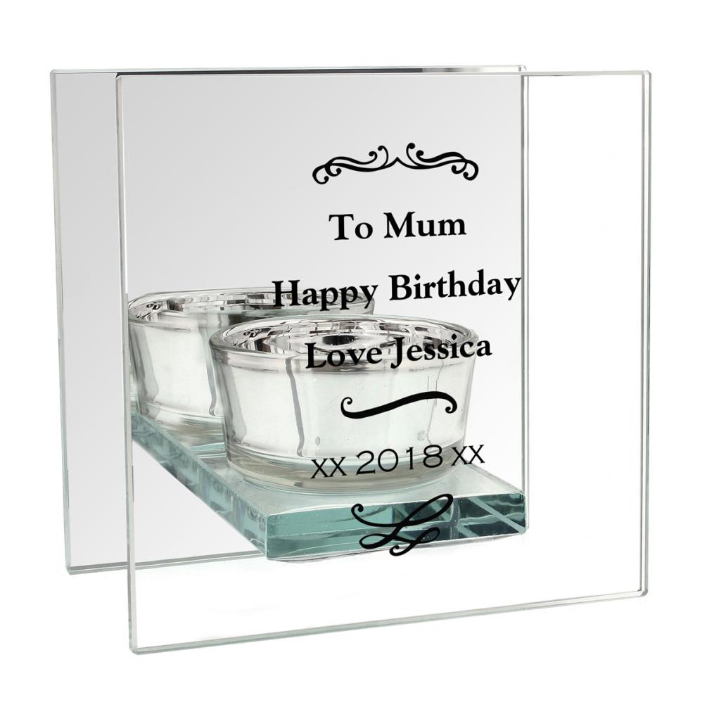 Personalised Antique Scroll Mirrored Glass Tea Light Candle Holder Extra Image 2